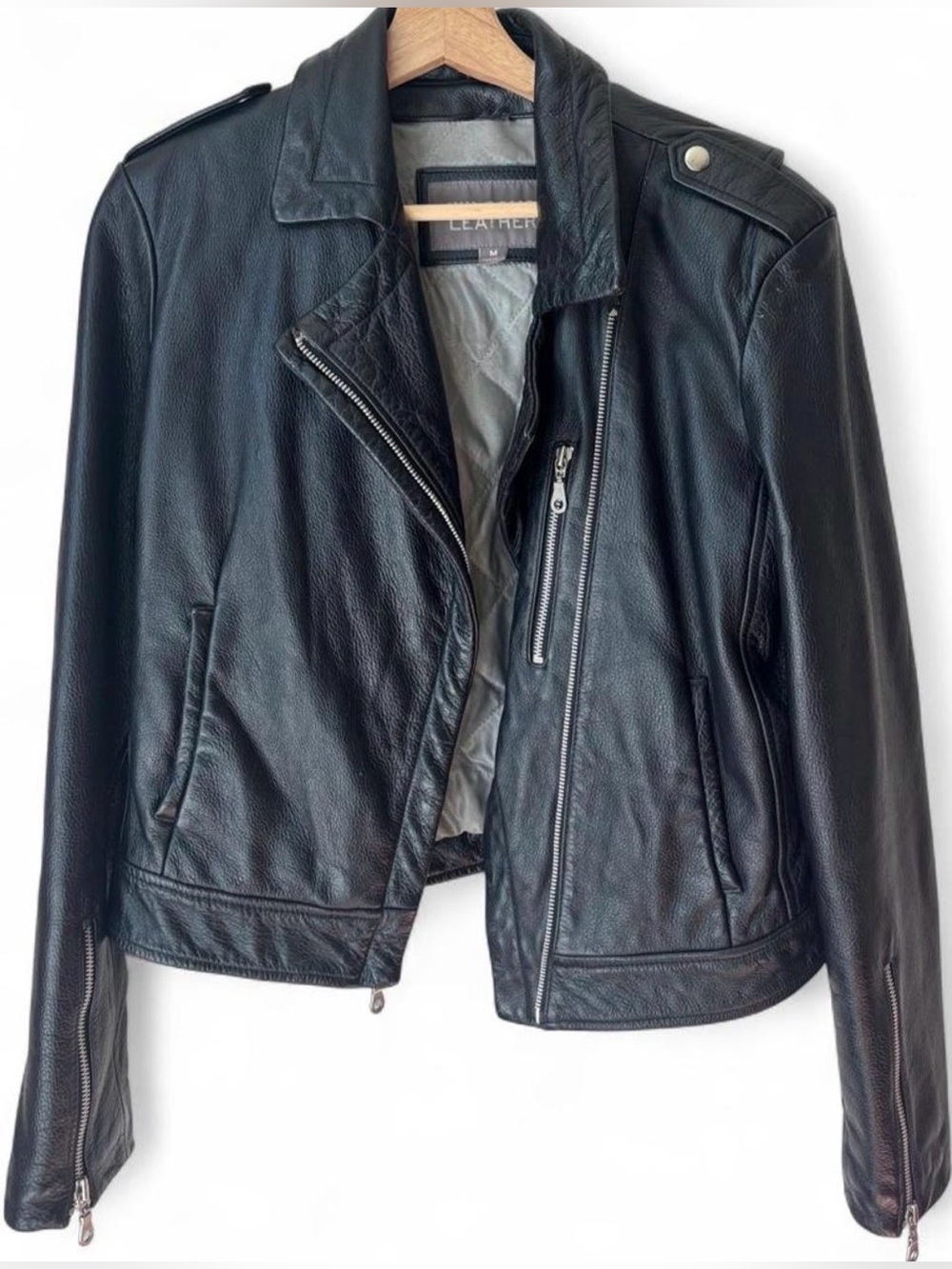 Wilsons Leather Black Moto Jacket M